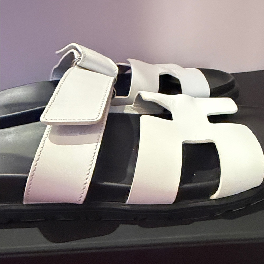 Hermes Chypre White Slide Sandals - Picture 4 of 10